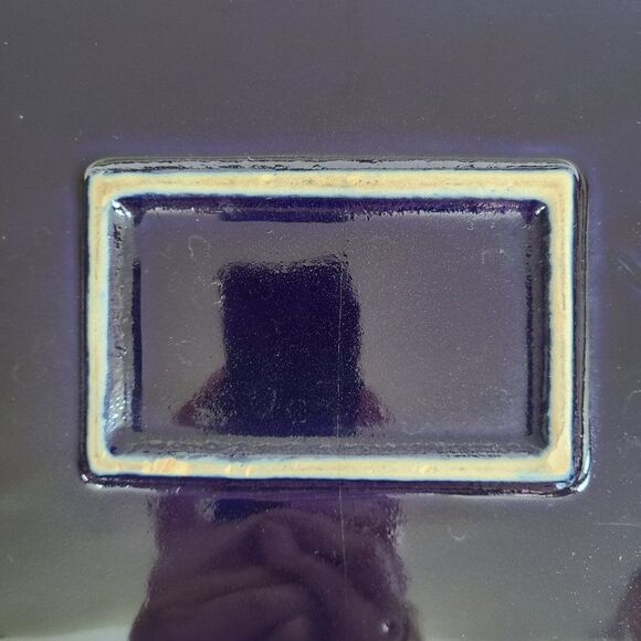 Vintage Ceramic Pottery ~13x9 Baking Dish Handmade Cobalt Blue Glazed Baking Pan - Picture 13 of 16